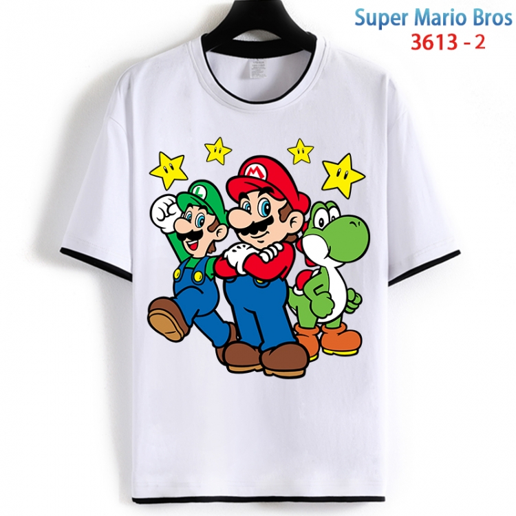 Super Mario Cotton crew neck black and white trim short-sleeved T-shirt from S to 4XL HM-3613-2