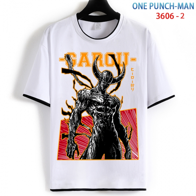 One Punch Man Cotton crew neck black and white trim short-sleeved T-shirt from S to 4XL HM-3606-2