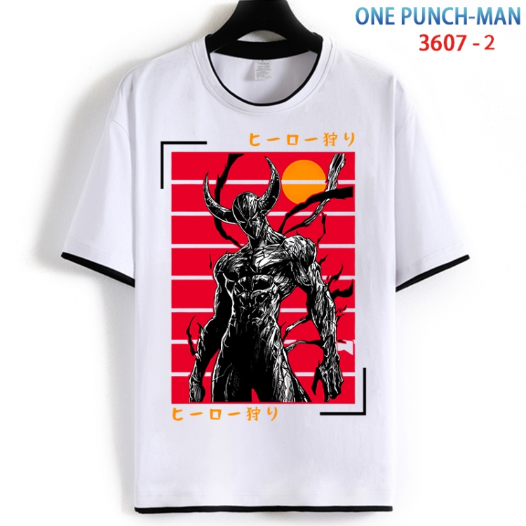 One Punch Man Cotton crew neck black and white trim short-sleeved T-shirt from S to 4XL HM-3607-2