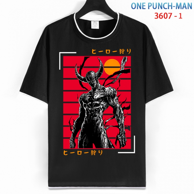 One Punch Man Cotton crew neck black and white trim short-sleeved T-shirt from S to 4XL  HM-3607-1