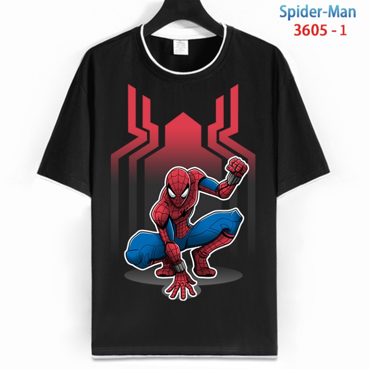 Spiderman Cotton crew neck black and white trim short-sleeved T-shirt from S to 4XL HM-3605-1