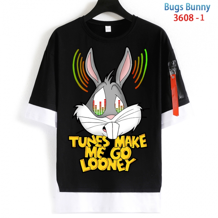 Bugs Bunny Cotton Crew Neck Fake Two-Piece Short Sleeve T-Shirt from S to 4XL  HM-3608
