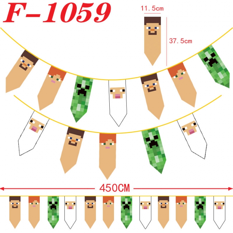 Minecraft  Anime Surrounding Christmas Halloween Inverted Triangle Flags 450cm  F-1059