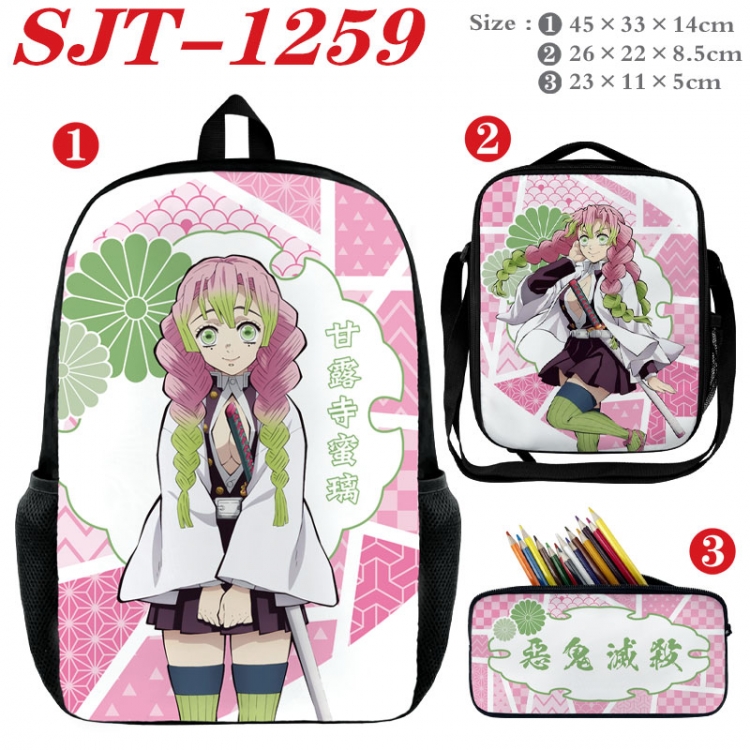 Demon Slayer Kimets Anime nylon canvas backpack pencil case crossbody bag three piece set 45x33x14cm  SJT-1259