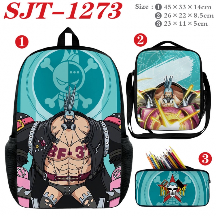 One Piece Anime nylon canvas backpack pencil case crossbody bag three piece set 45x33x14cm SJT-1273