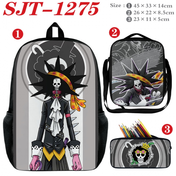 One Piece Anime nylon canvas backpack pencil case crossbody bag three piece set 45x33x14cm  SJT-1275