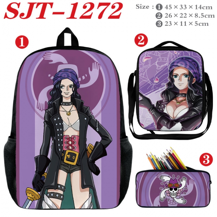 One Piece Anime nylon canvas backpack pencil case crossbody bag three piece set 45x33x14cm  SJT-1272