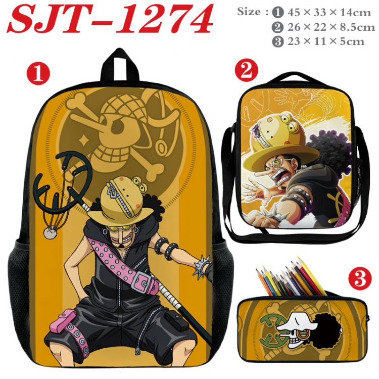 One Piece Anime nylon canvas backpack pencil case crossbody bag three piece set 45x33x14cm SJT-1274