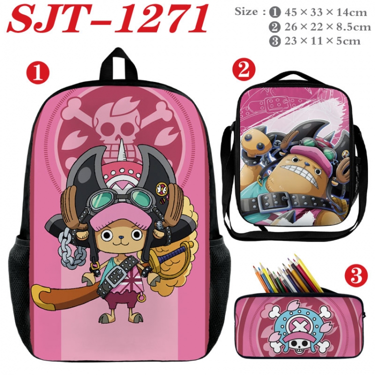 One Piece Anime nylon canvas backpack pencil case crossbody bag three piece set 45x33x14cm  SJT-1271