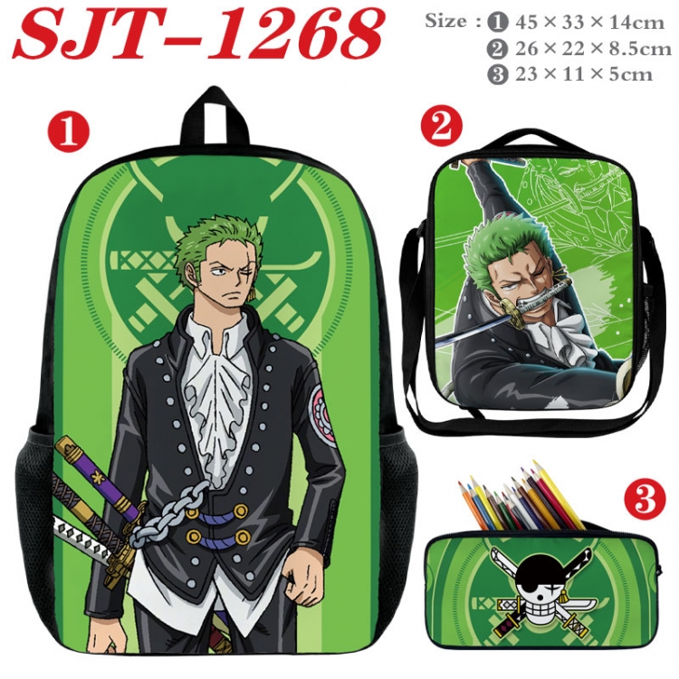One Piece Anime nylon canvas backpack pencil case crossbody bag three piece set 45x33x14cm  SJT-1268