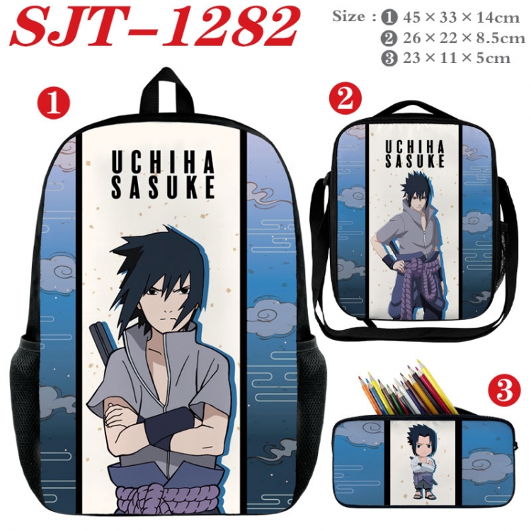 Naruto Anime nylon canvas backpack pencil case crossbody bag three piece set 45x33x14cm SJT-1282