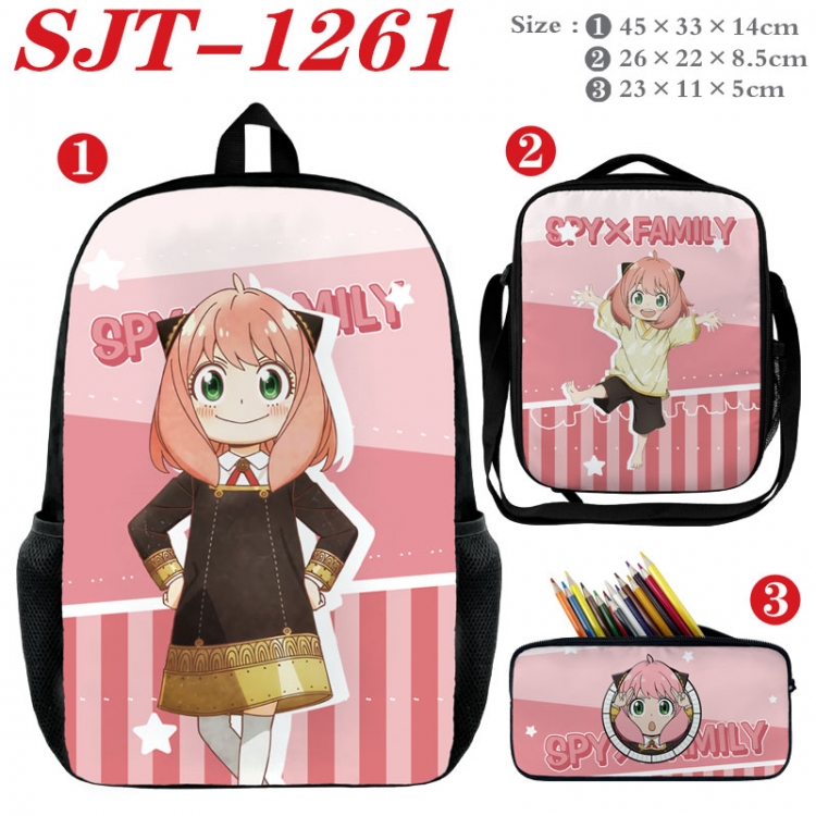 SPY×FAMILY Anime nylon canvas backpack pencil case crossbody bag three piece set 45x33x14cm SJT-1261