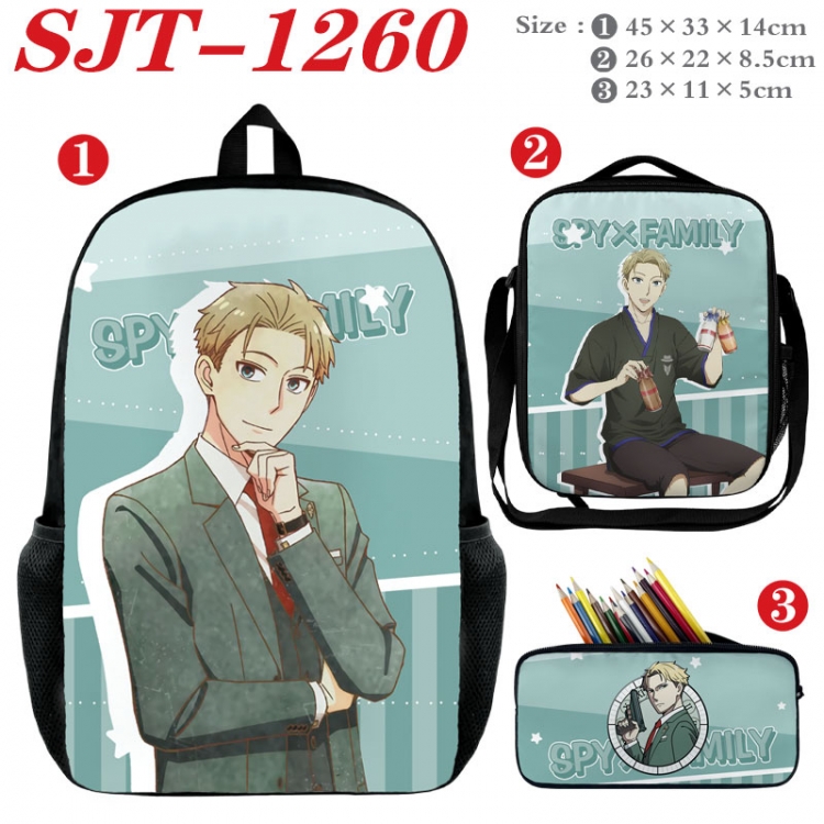 SPY×FAMILY Anime nylon canvas backpack pencil case crossbody bag three piece set 45x33x14cm SJT-1260