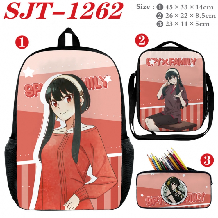 SPY×FAMILY Anime nylon canvas backpack pencil case crossbody bag three piece set 45x33x14cm SJT-1262