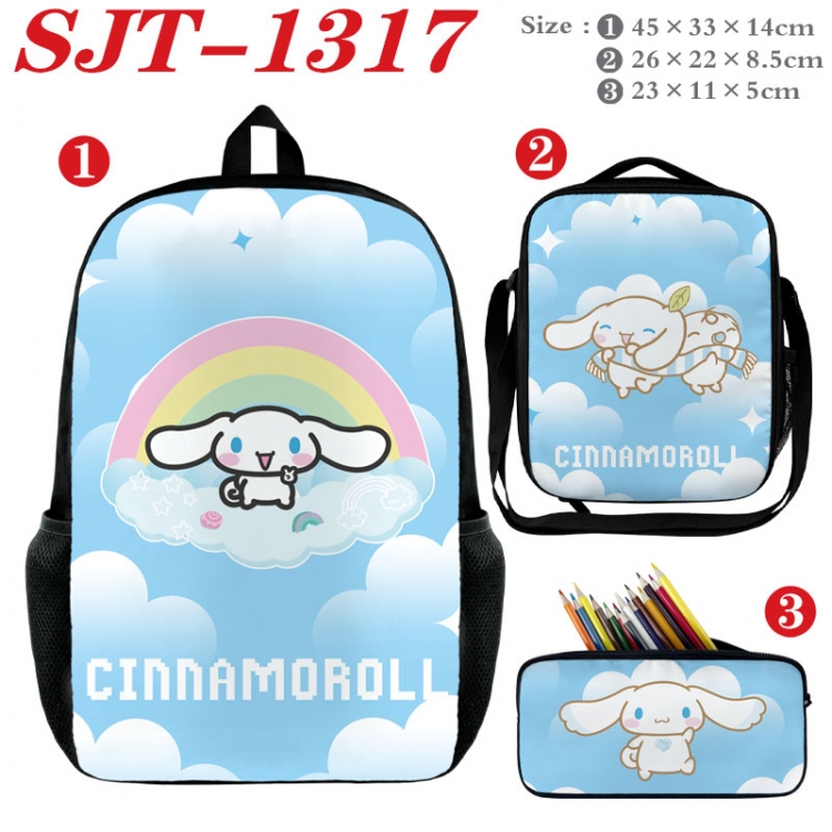 Sanrio Anime nylon canvas backpack pencil case crossbody bag three piece set 45x33x14cm  SJT-1317