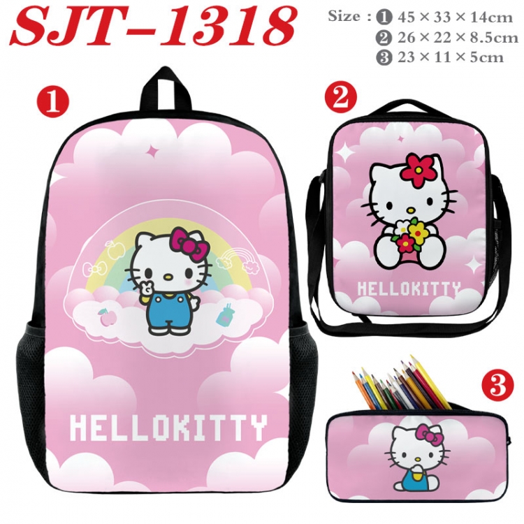 Sanrio Anime nylon canvas backpack pencil case crossbody bag three piece set 45x33x14cm  SJT-1318