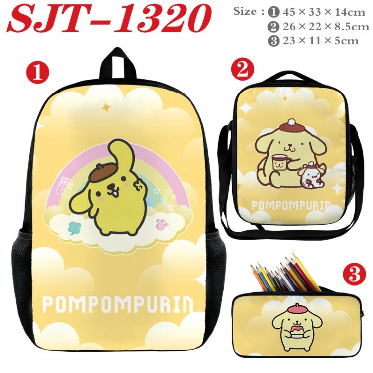 Sanrio Anime nylon canvas backpack pencil case crossbody bag three piece set 45x33x14cm  SJT-1320