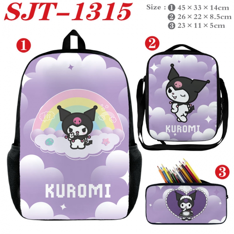 Sanrio Anime nylon canvas backpack pencil case crossbody bag three piece set 45x33x14cm  SJT-1315