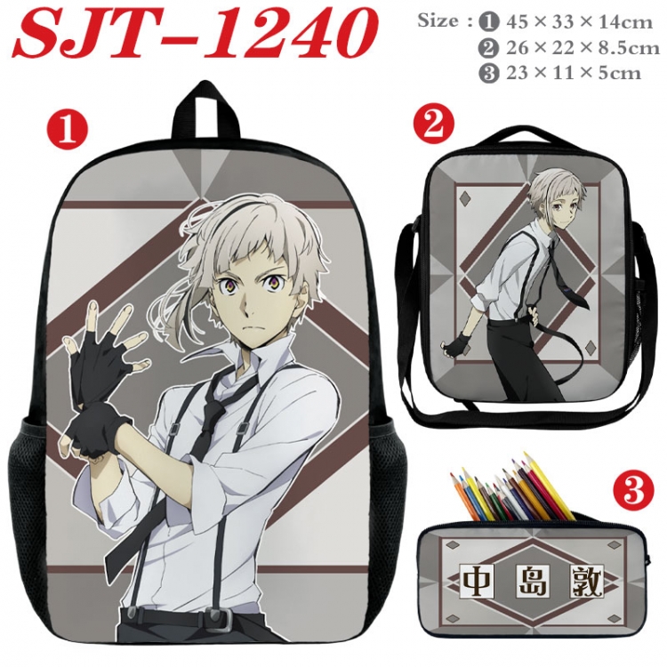 Bungo Stray Dogs Anime nylon canvas backpack pencil case crossbody bag three piece set 45x33x14cm SJT-1240