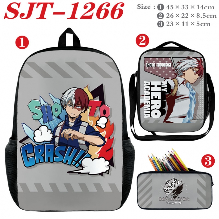 My Hero Academia Anime nylon canvas backpack pencil case crossbody bag three piece set 45x33x14cm SJT-1266