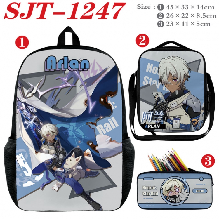 Honkai: Star Rail Anime nylon canvas backpack pencil case crossbody bag three piece set 45x33x14cm SJT-1247