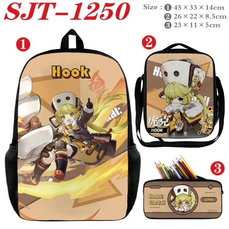 Honkai: Star Rail Anime nylon canvas backpack pencil case crossbody bag three piece set 45x33x14cm SJT-1250