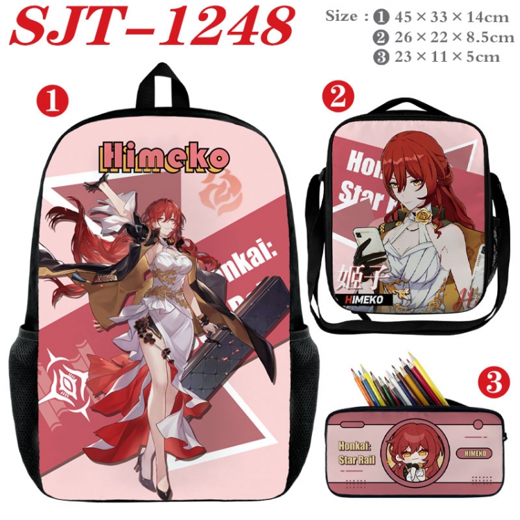 Honkai: Star Rail Anime nylon canvas backpack pencil case crossbody bag three piece set 45x33x14cm  SJT-1248