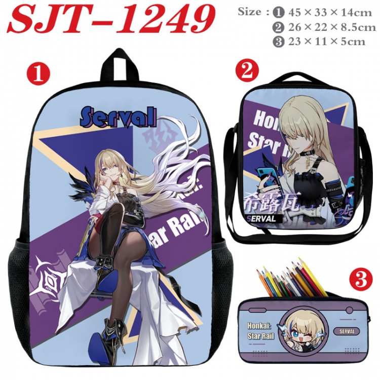 Honkai: Star Rail Anime nylon canvas backpack pencil case crossbody bag three piece set 45x33x14cm  SJT-1249