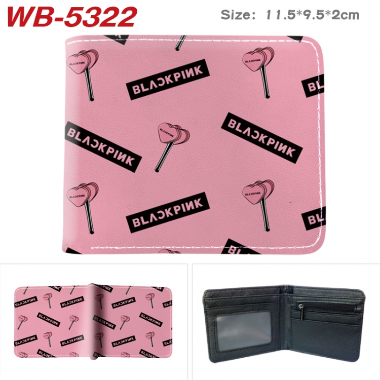 BLACK PINK Animation color PU leather half fold wallet 11.5X9X2CM  WB-5322A