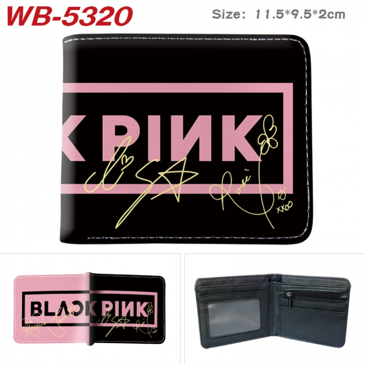 BLACK PINK Animation color PU leather half fold wallet 11.5X9X2CM WB-5320A