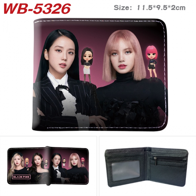 BLACK PINK Animation color PU leather half fold wallet 11.5X9X2CM WB-5326A