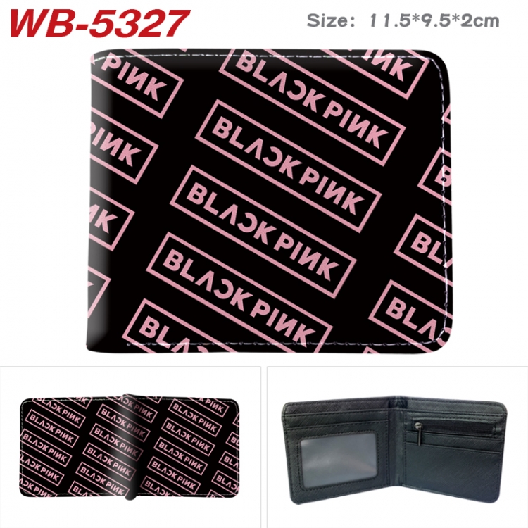 BLACK PINK Animation color PU leather half fold wallet 11.5X9X2CM WB-5327A