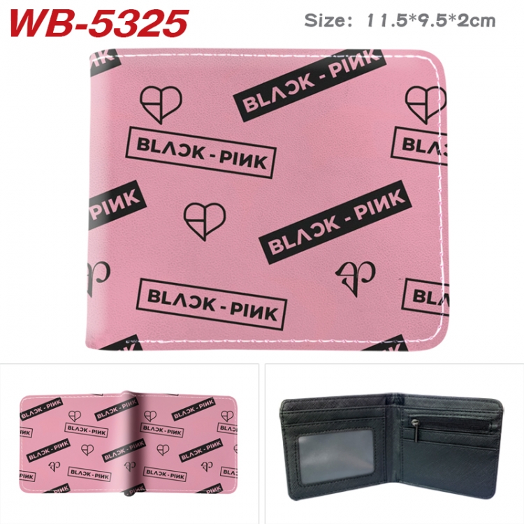 BLACK PINK Animation color PU leather half fold wallet 11.5X9X2CM WB-5325A