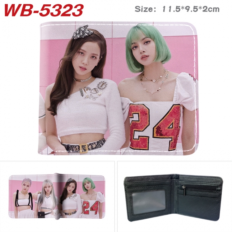 BLACK PINK Animation color PU leather half fold wallet 11.5X9X2CM WB-5323A