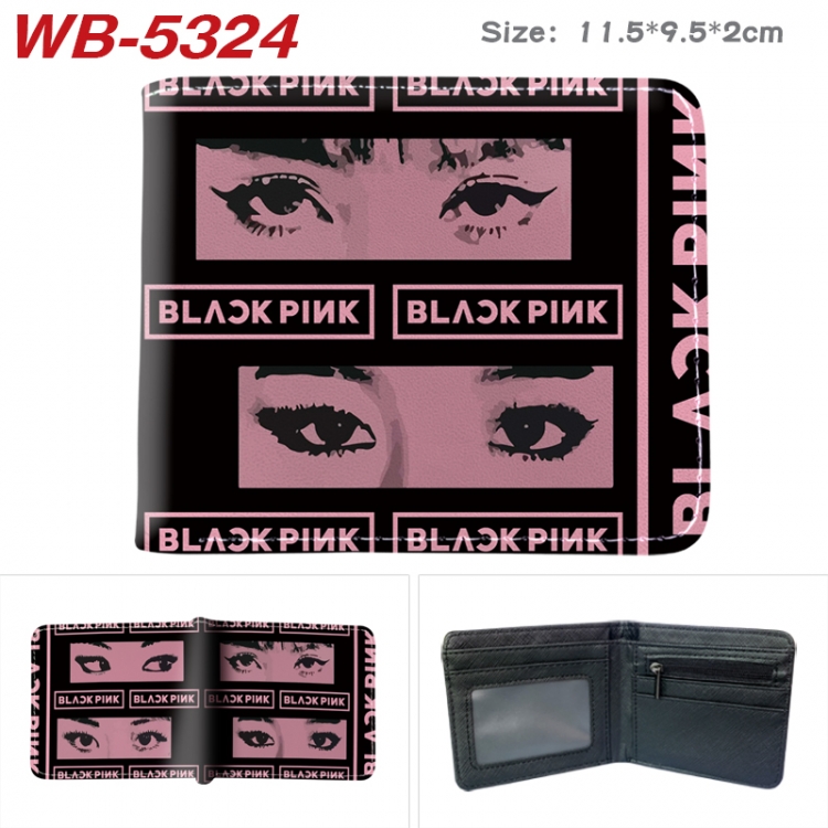 BLACK PINK Animation color PU leather half fold wallet 11.5X9X2CM WB-5324A