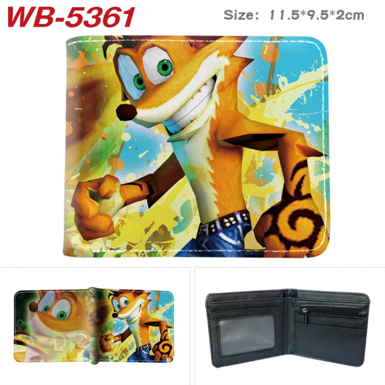 Crash Bandicoot Animation color PU leather half fold wallet 11.5X9X2CM WB-5361A