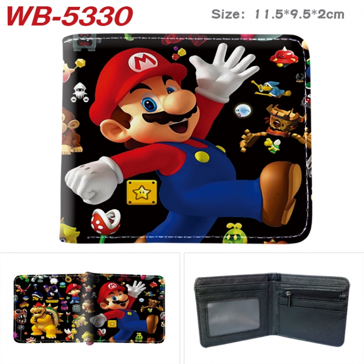 Super Mario Animation color PU leather half fold wallet 11.5X9X2CM WB-5330A