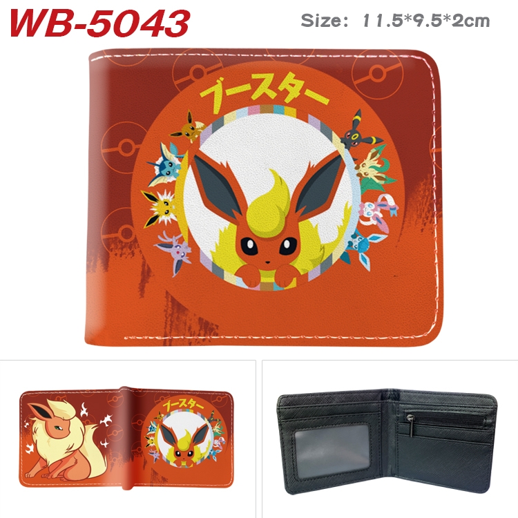 Pokemon Animation color PU leather half fold wallet 11.5X9X2CM WB-5043A