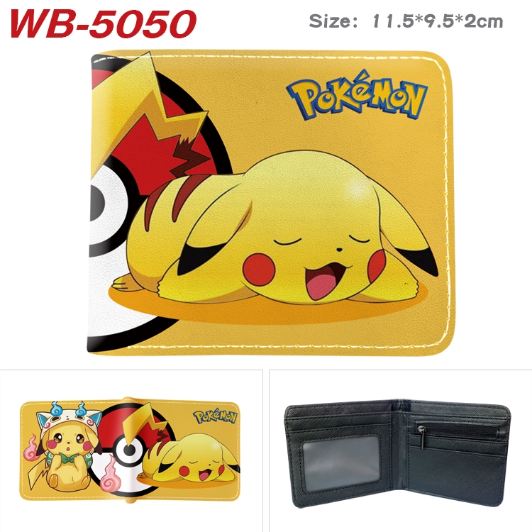 Pokemon Animation color PU leather half fold wallet 11.5X9X2CM WB-5050A