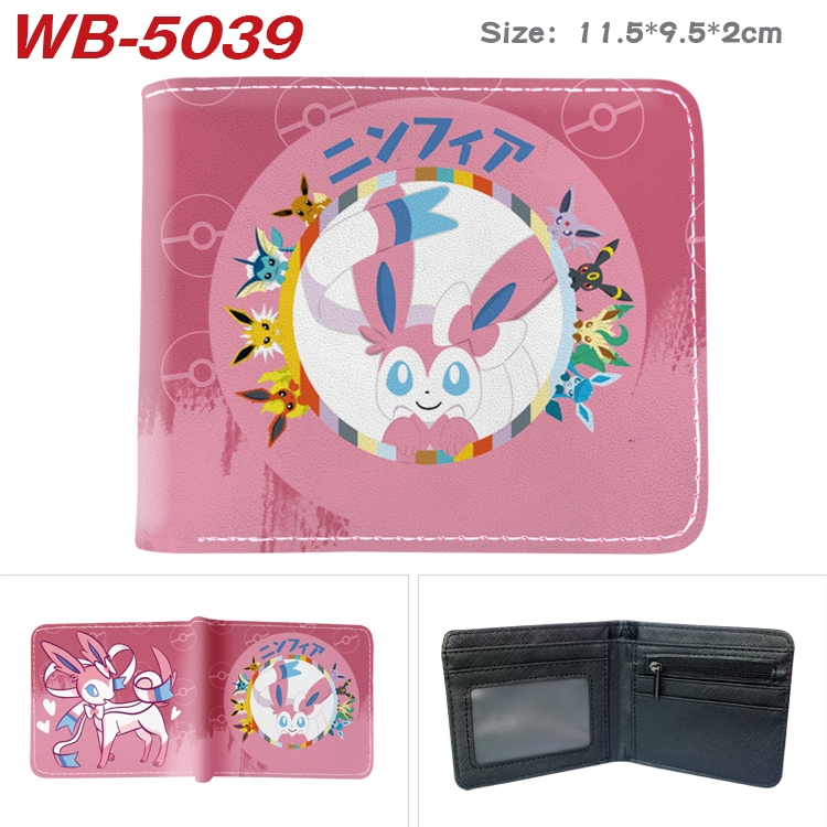 Pokemon Animation color PU leather half fold wallet 11.5X9X2CM WB-5039A
