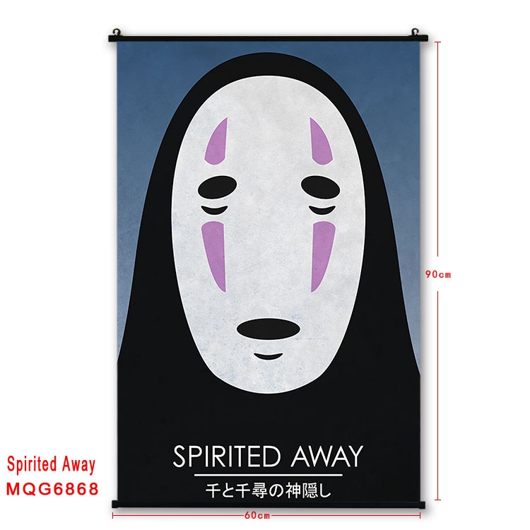 Spirited Away Anime black Plastic rod Cloth painting Wall Scroll 60X90CM MQG-6868