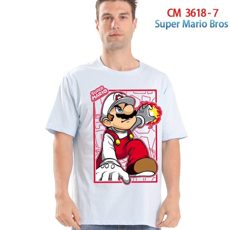 Super Mario Printed short-sleeved cotton T-shirt from S to 4XL 3618-7