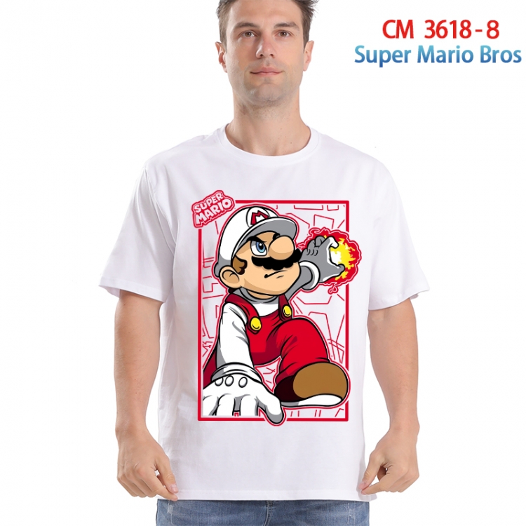 Super Mario Printed short-sleeved cotton T-shirt from S to 4XL 3618-8