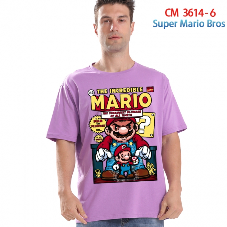 Super Mario Printed short-sleeved cotton T-shirt from S to 4XL 3614-6