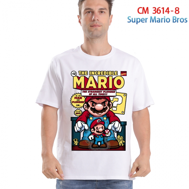 Super Mario Printed short-sleeved cotton T-shirt from S to 4XL 3614-8