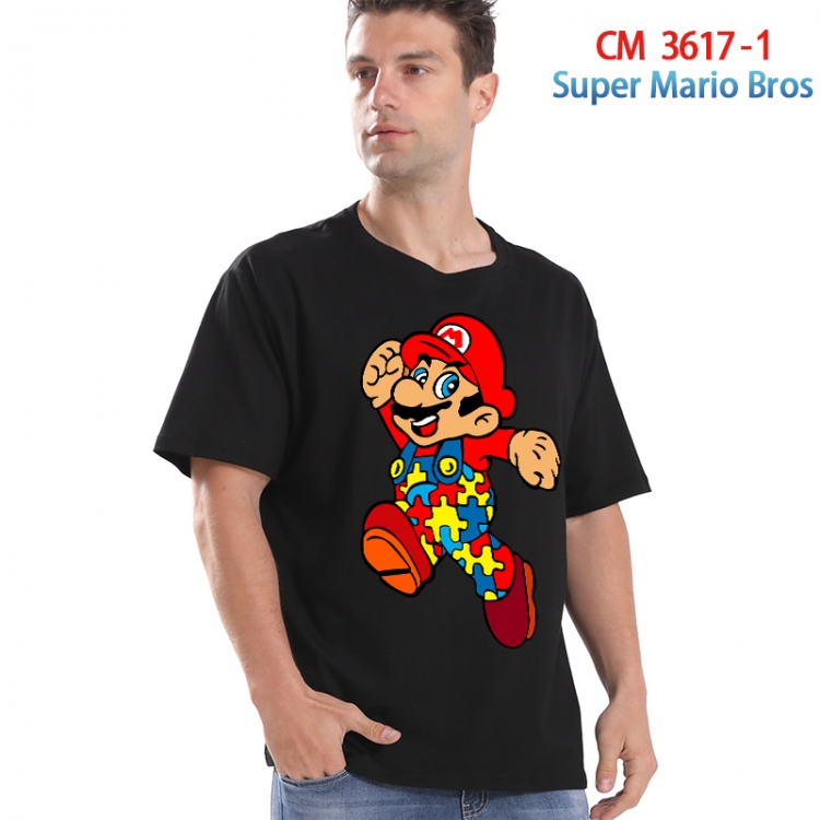 Super Mario Printed short-sleeved cotton T-shirt from S to 4XL  3617-1