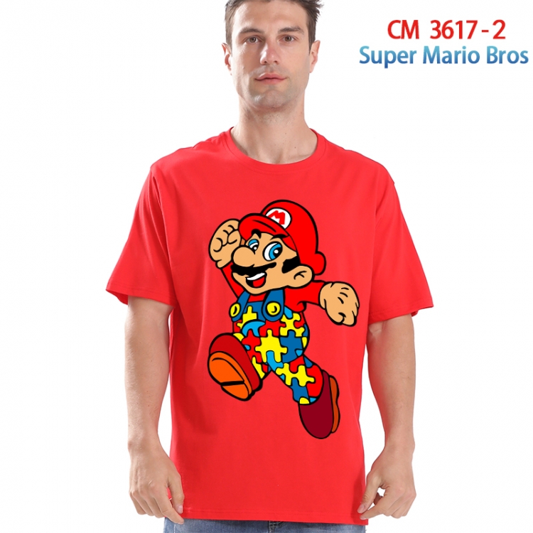 Super Mario Printed short-sleeved cotton T-shirt from S to 4XL  3617-2