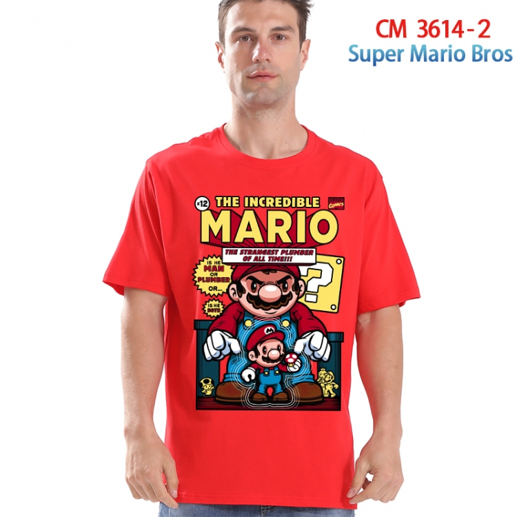 Super Mario Printed short-sleeved cotton T-shirt from S to 4XL 3614-2