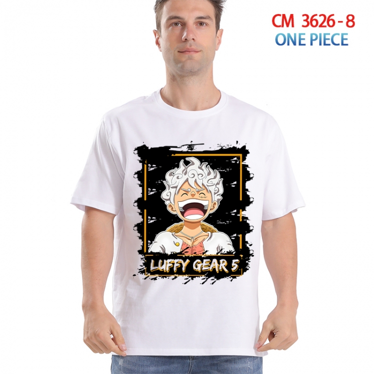 One Piece Printed short-sleeved cotton T-shirt from S to 4XL 3626-8