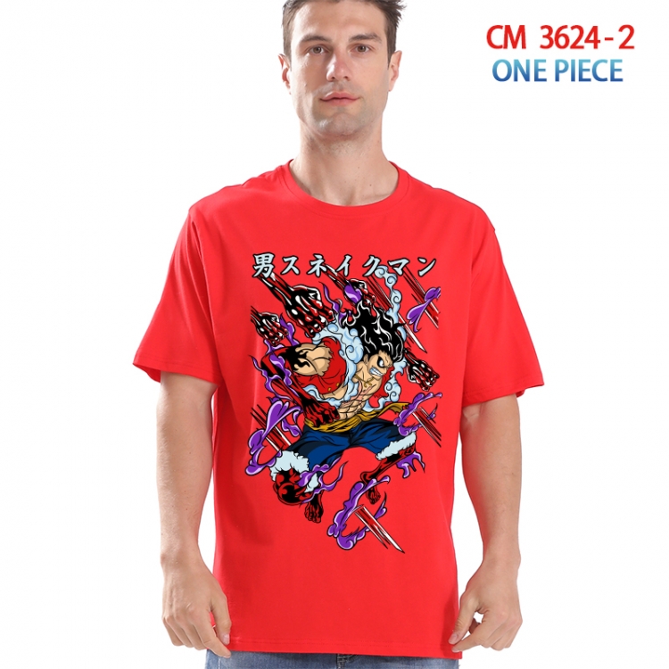 One Piece Printed short-sleeved cotton T-shirt from S to 4XL  3624-2